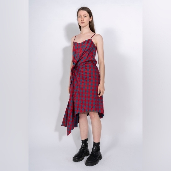 MARQUES Almeida red cotton dress size L BNWT - Picture 2 of 13